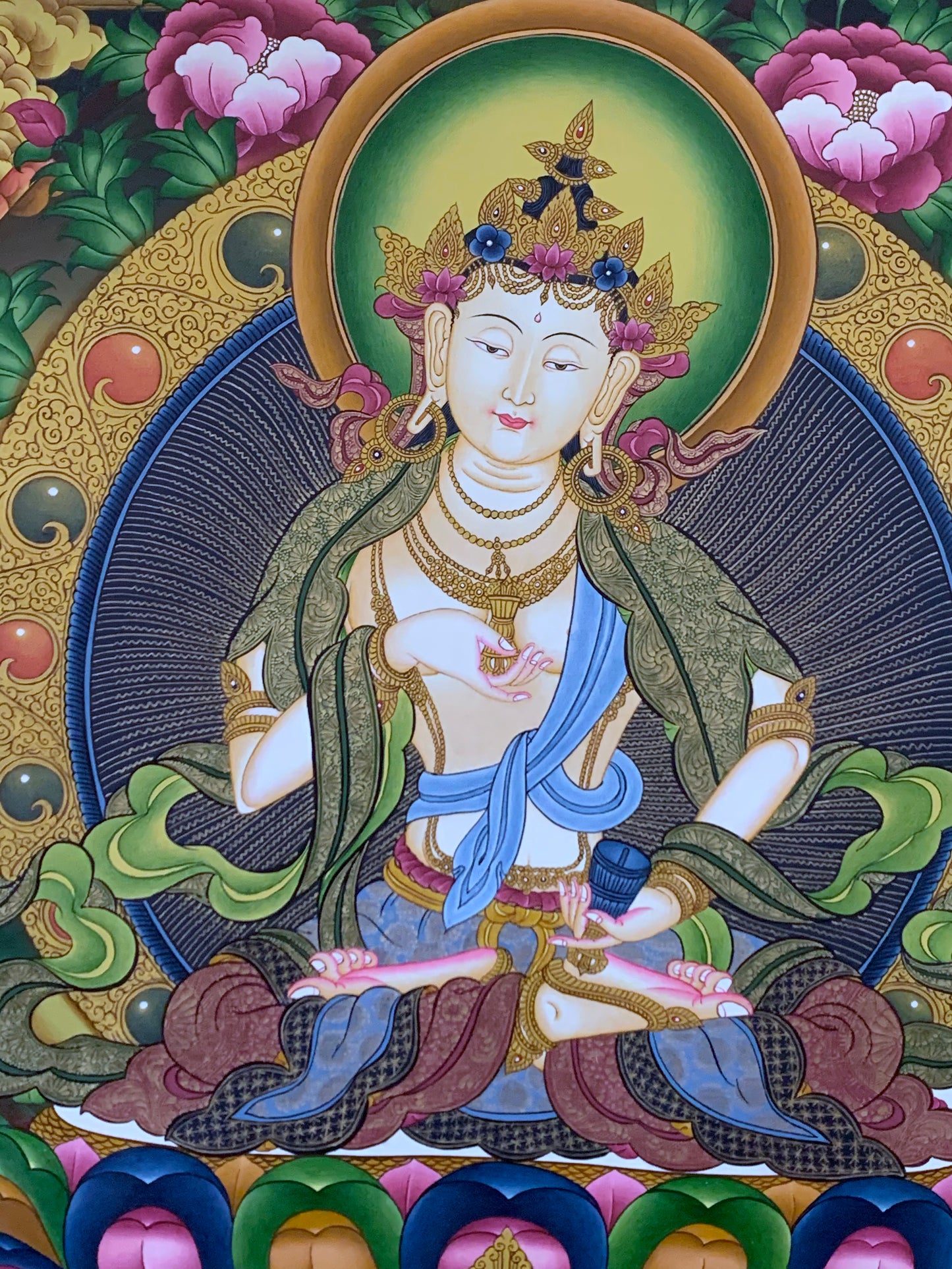 Vajrasattva Dark Blue Brocade Thangka