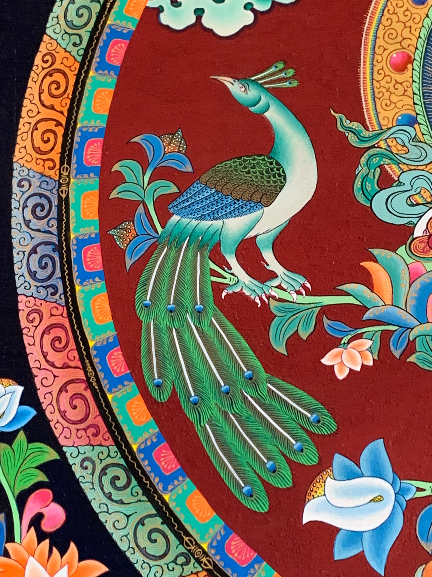 Chenrezig Bird Mandala Unbrocaded Thangka