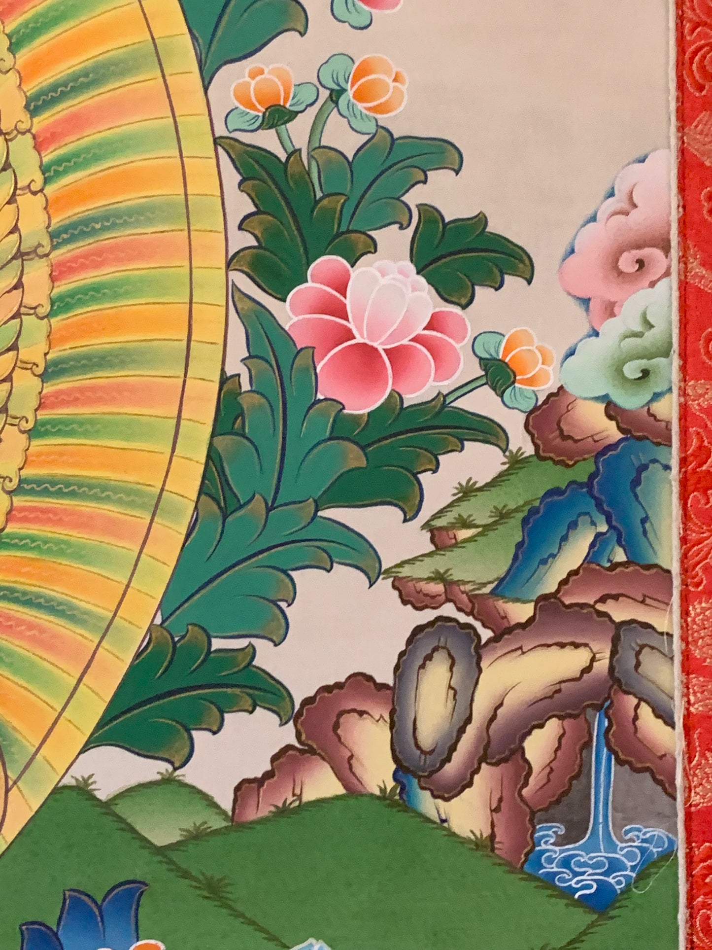 Rainbow Body Guru Rinpoche Dragon Brocade Thangka