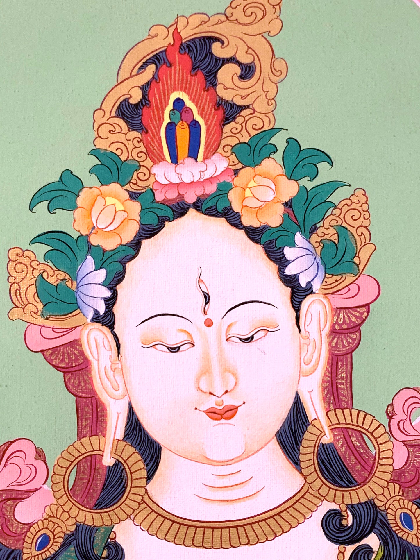 White Tara Five Dhyani Buddhas Long Life Thangka