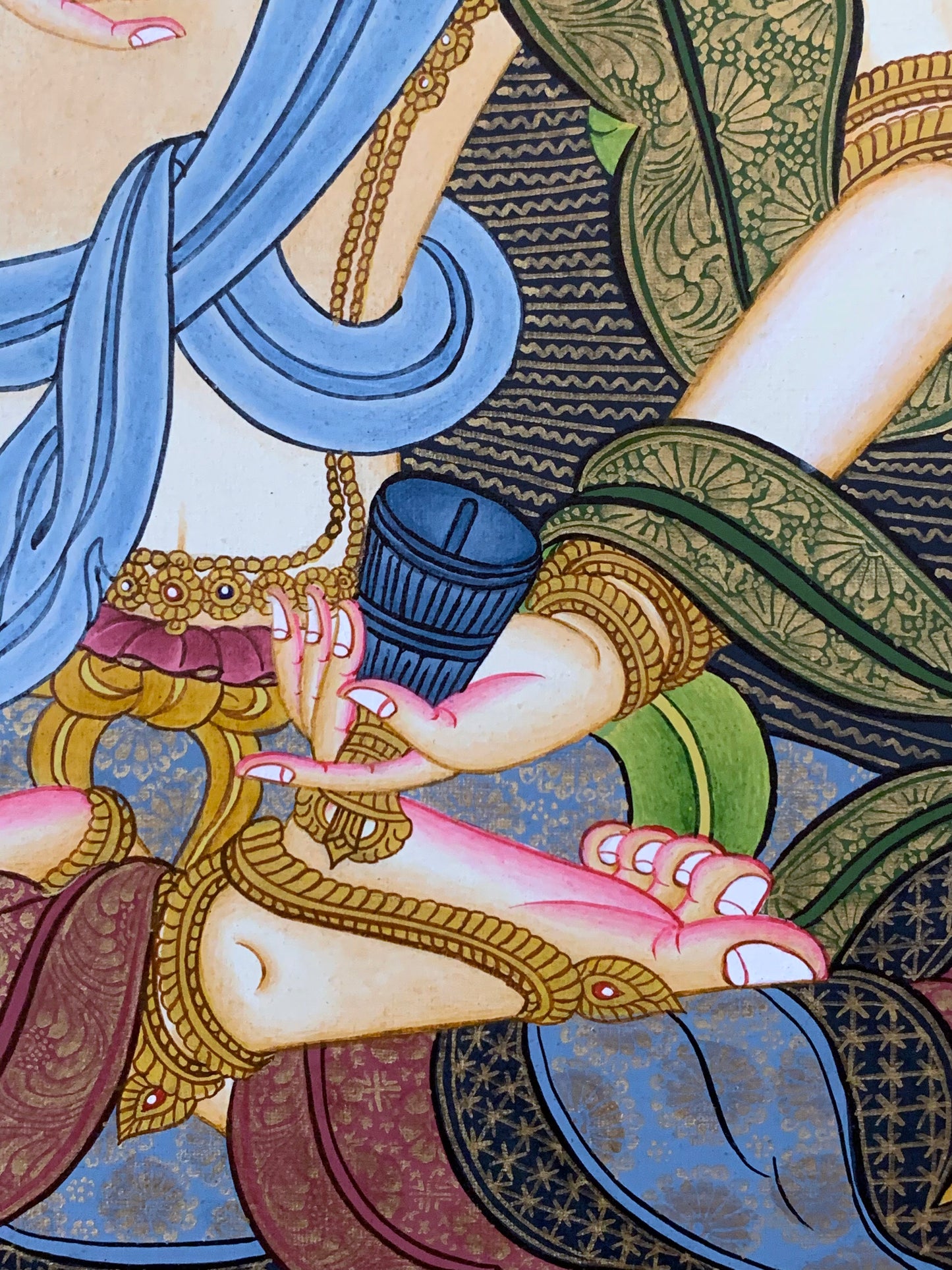 Vajrasattva Dark Blue Brocade Thangka