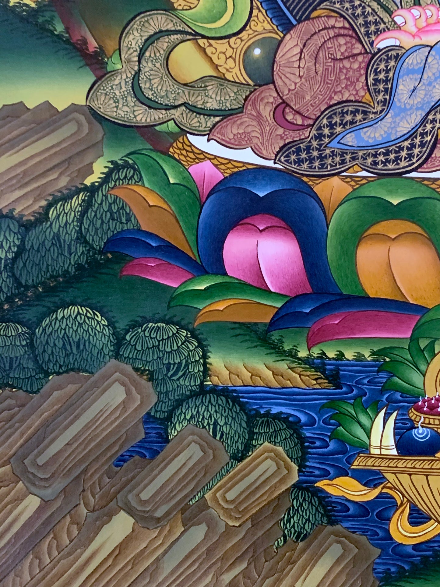 Vajrasattva Dark Blue Brocade Thangka