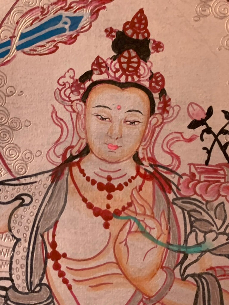 Silver Chenrezig Thangka