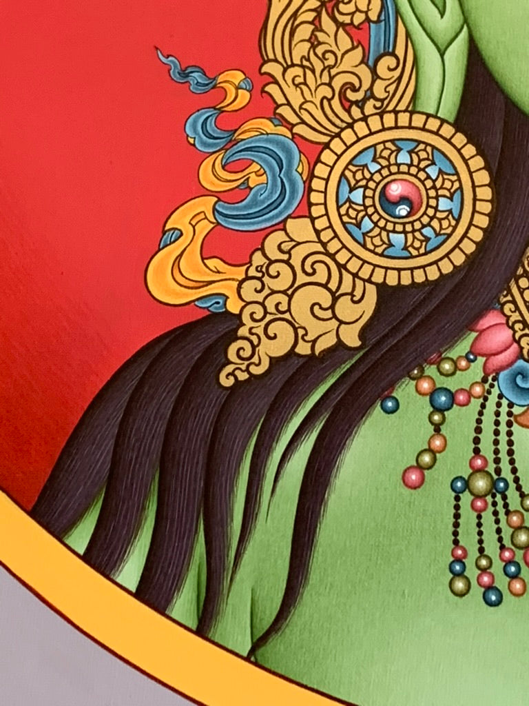 Green Tara Portrait Unbrocaded Thangka