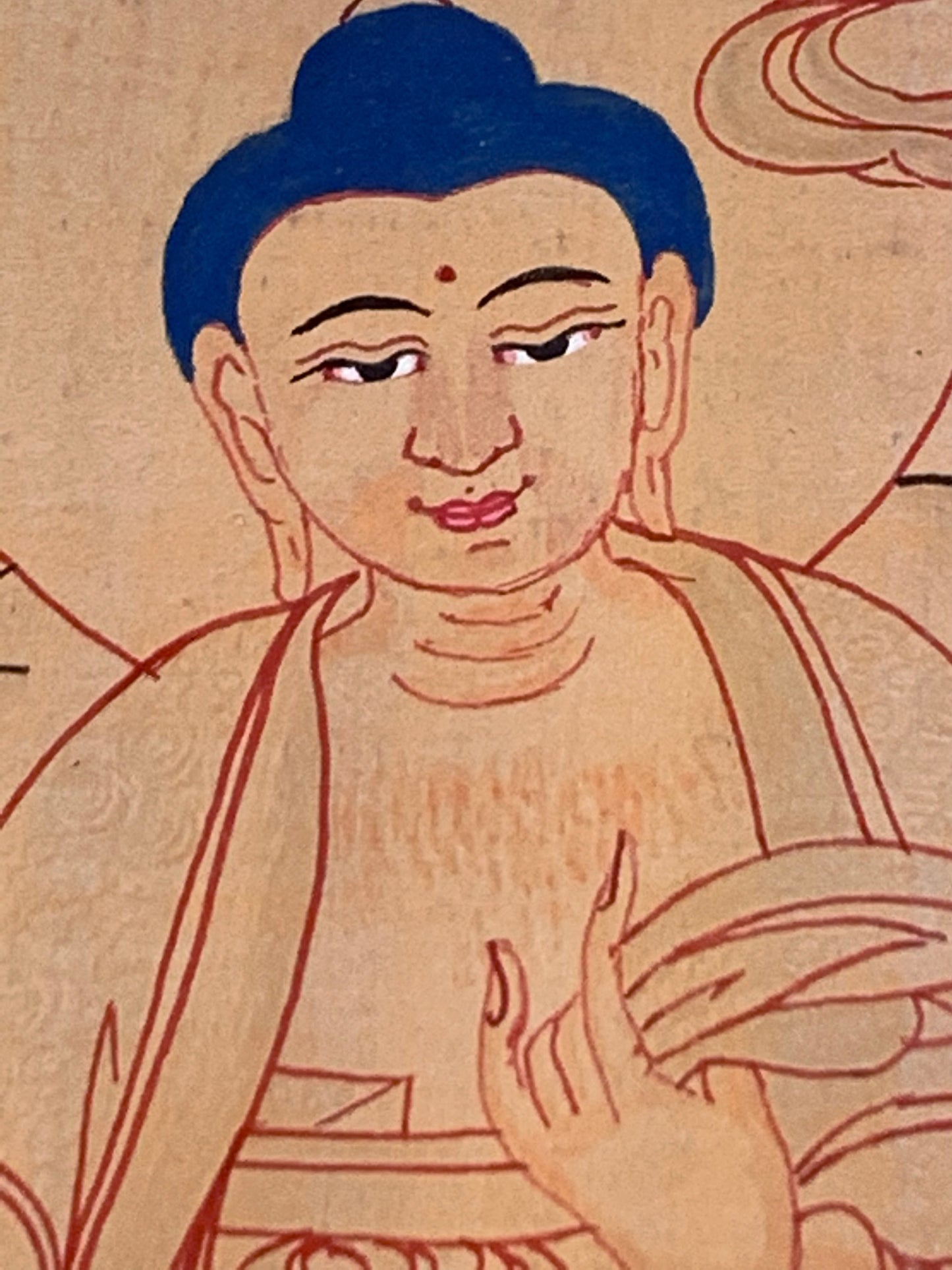 Paani Buddha Water Crossing Unbrocaded Thangka