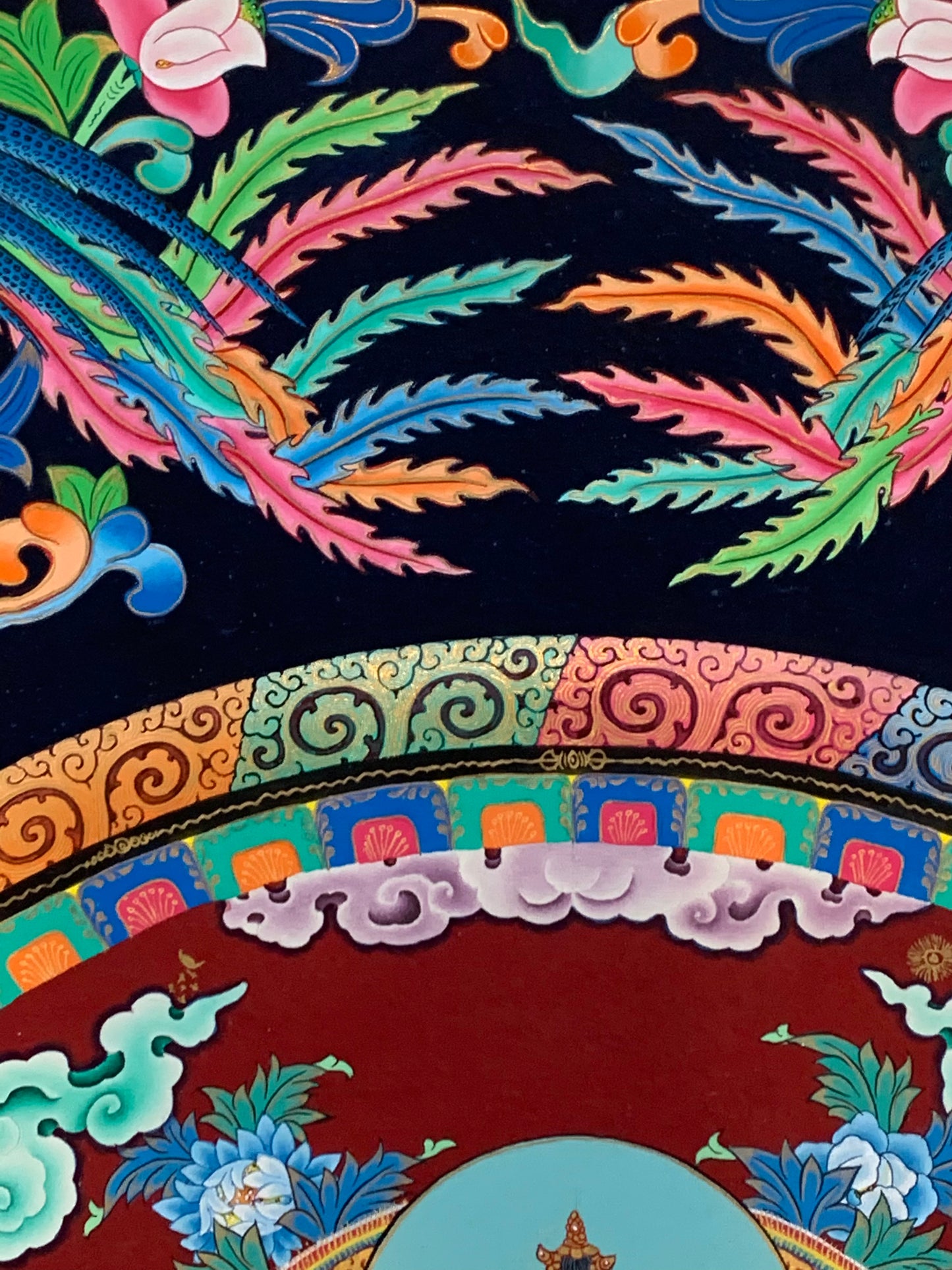 Chenrezig Bird Mandala Unbrocaded Thangka