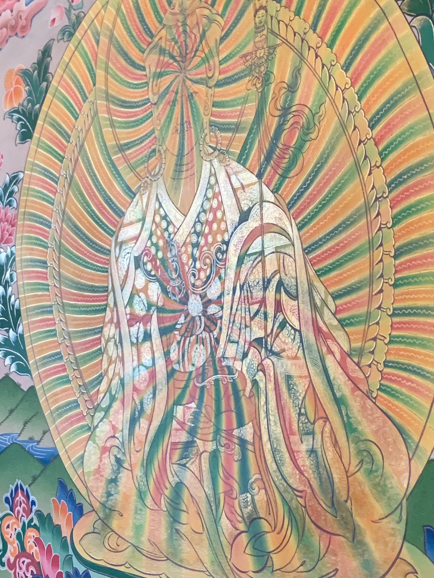 Rainbow Body Guru Rinpoche Dragon Brocade Thangka
