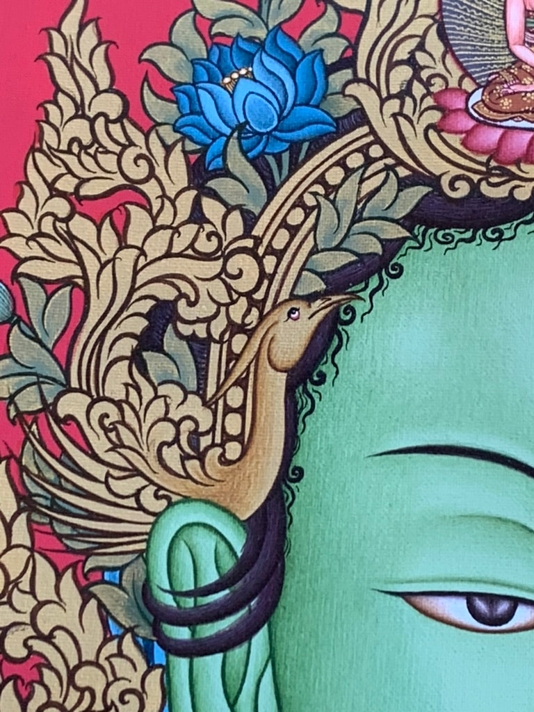 Green Tara Portrait Unbrocaded Thangka