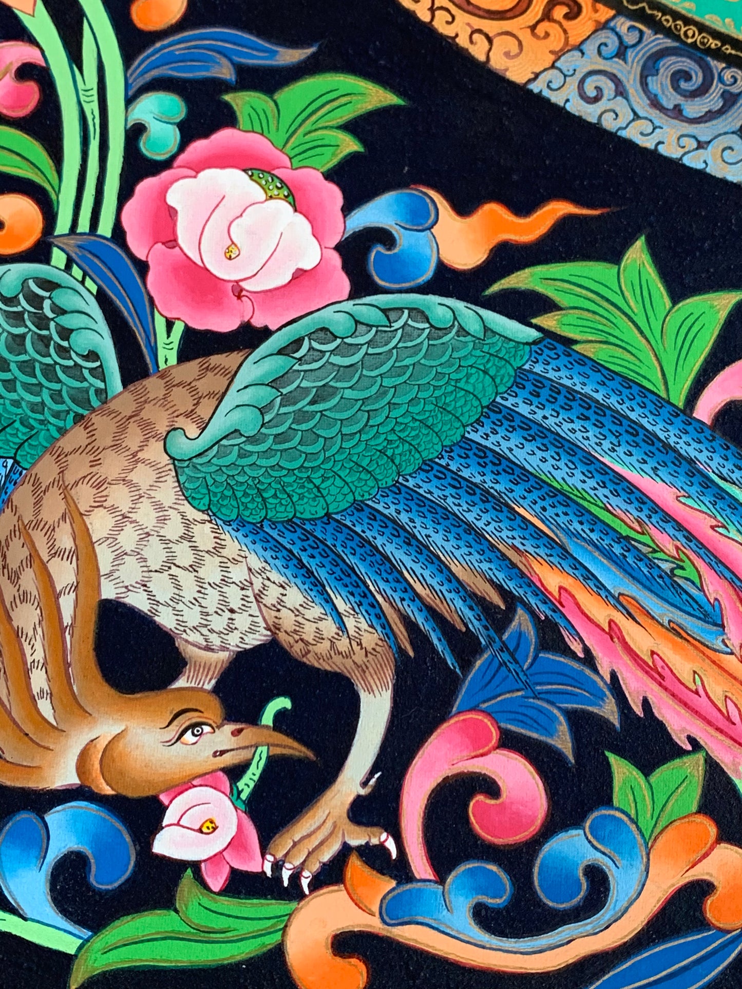Chenrezig Bird Mandala Unbrocaded Thangka