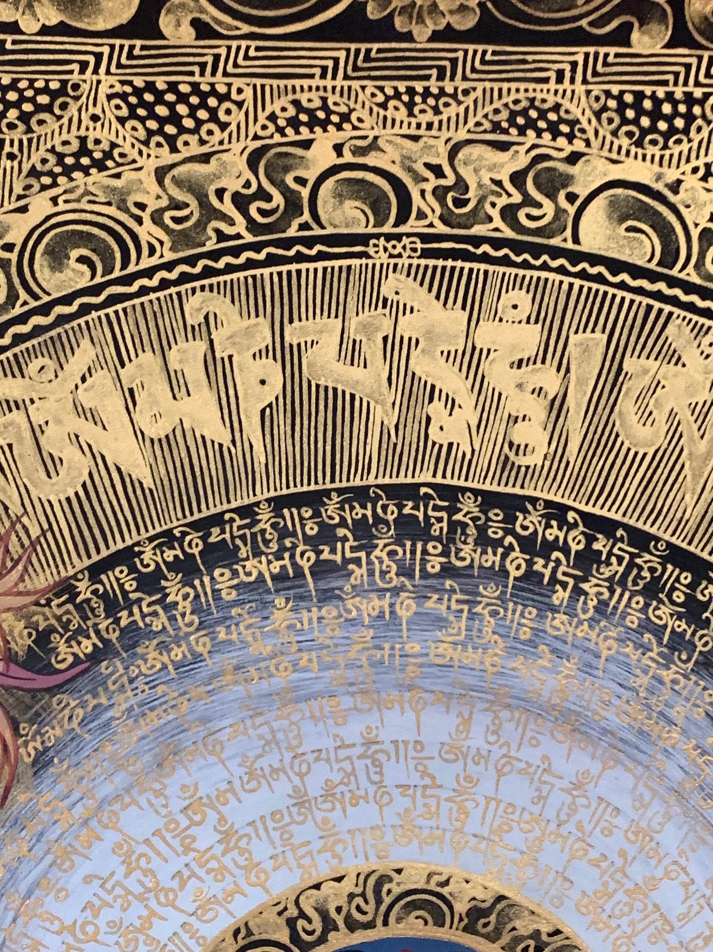 Mantra Mandala Conch Light Brocade Thangka
