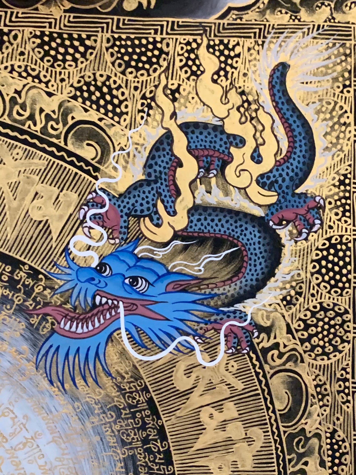 Mantra Mandala Conch Light Brocade Thangka