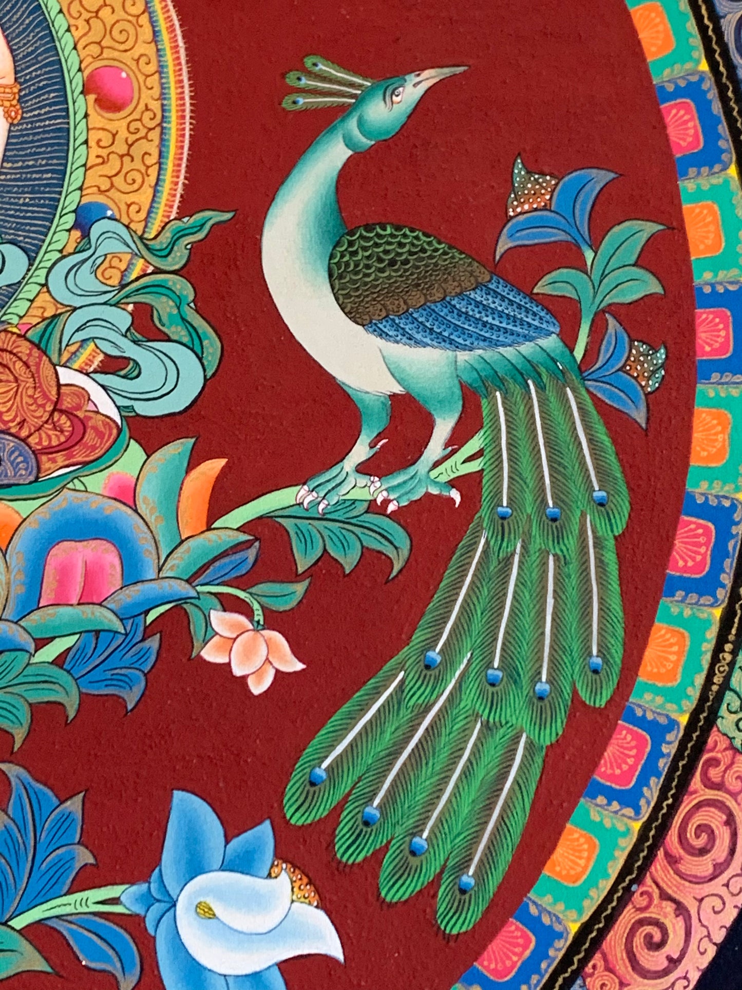 Chenrezig Bird Mandala Unbrocaded Thangka
