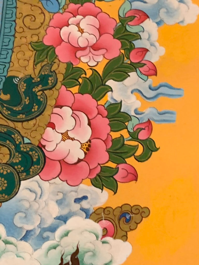 Chenrezig Yellow Thangka
