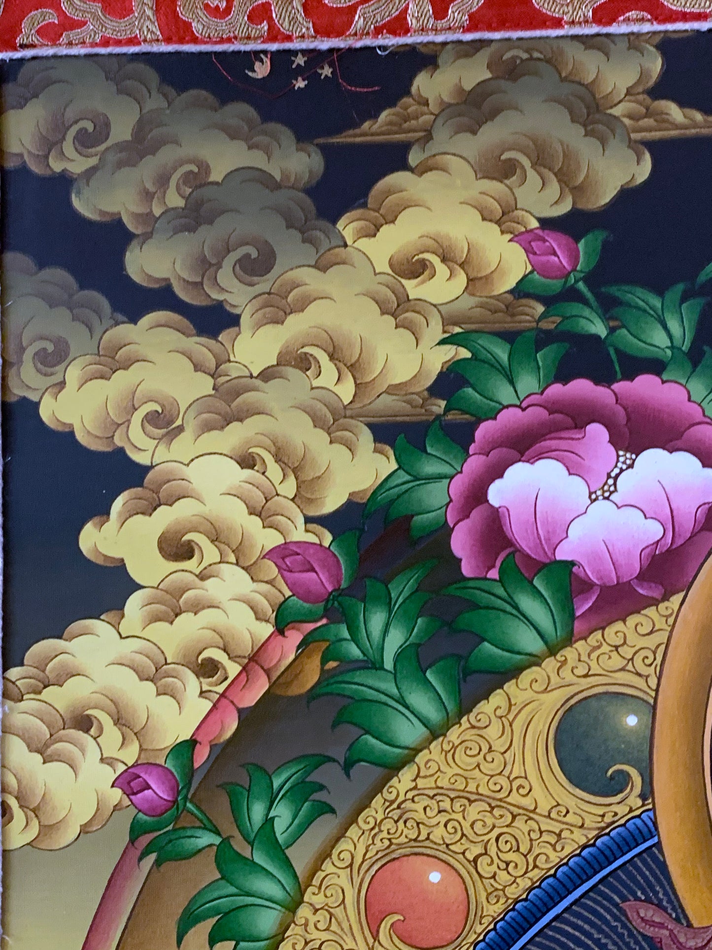 Vajrasattva Dark Blue Brocade Thangka