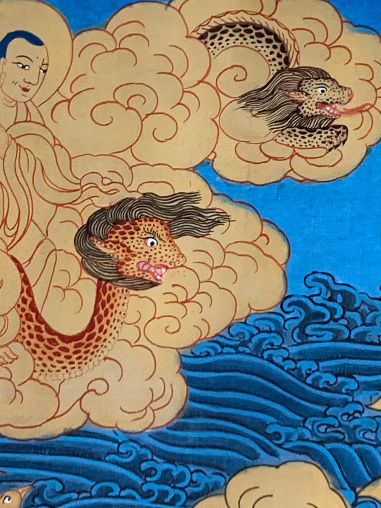 Paani Buddha Water Crossing Unbrocaded Thangka