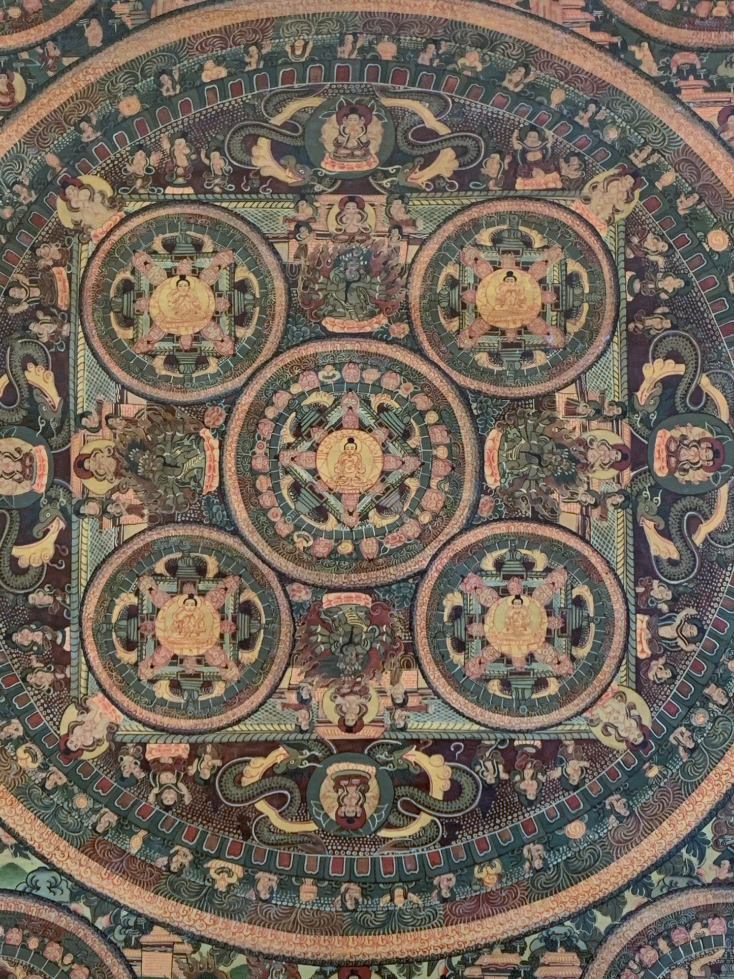Five Buddha Mandala Unbrocaded Thangka