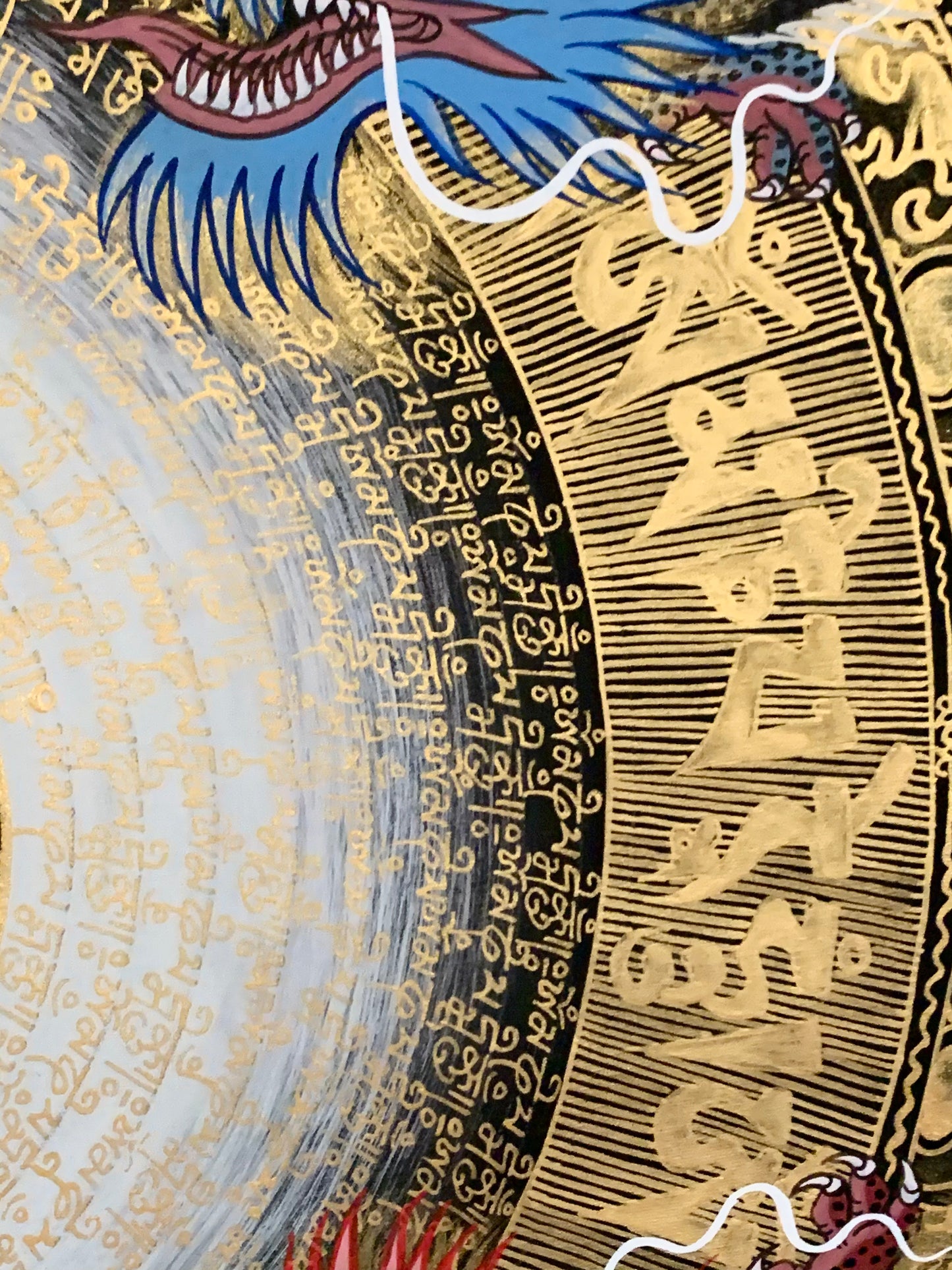 Mantra Mandala Conch Light Brocade Thangka