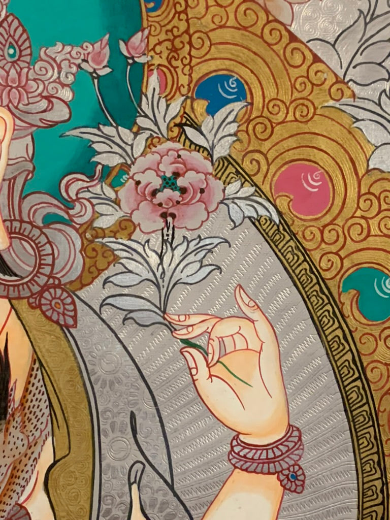 Silver Chenrezig Thangka