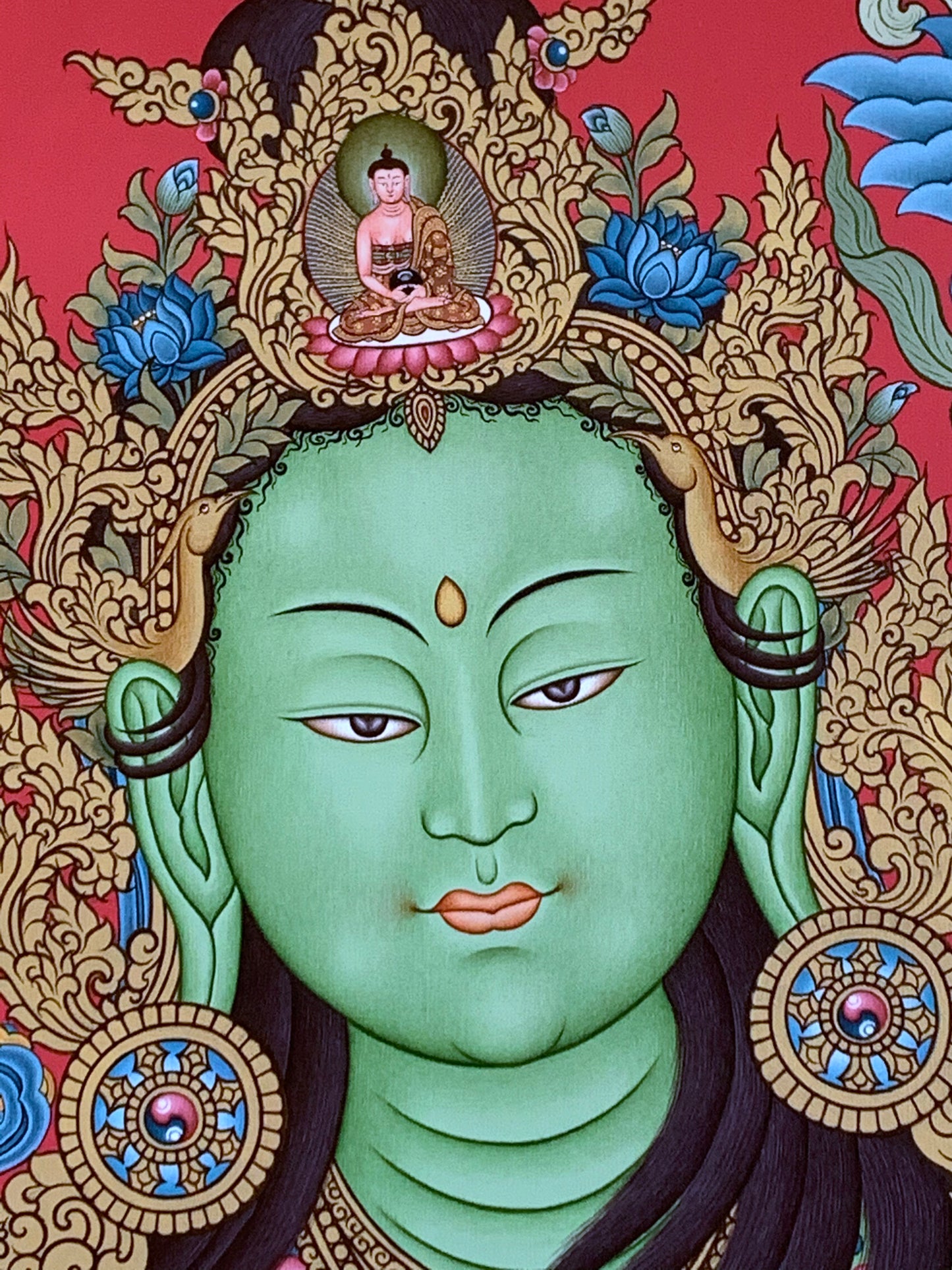 Green Tara Portrait Unbrocaded Thangka