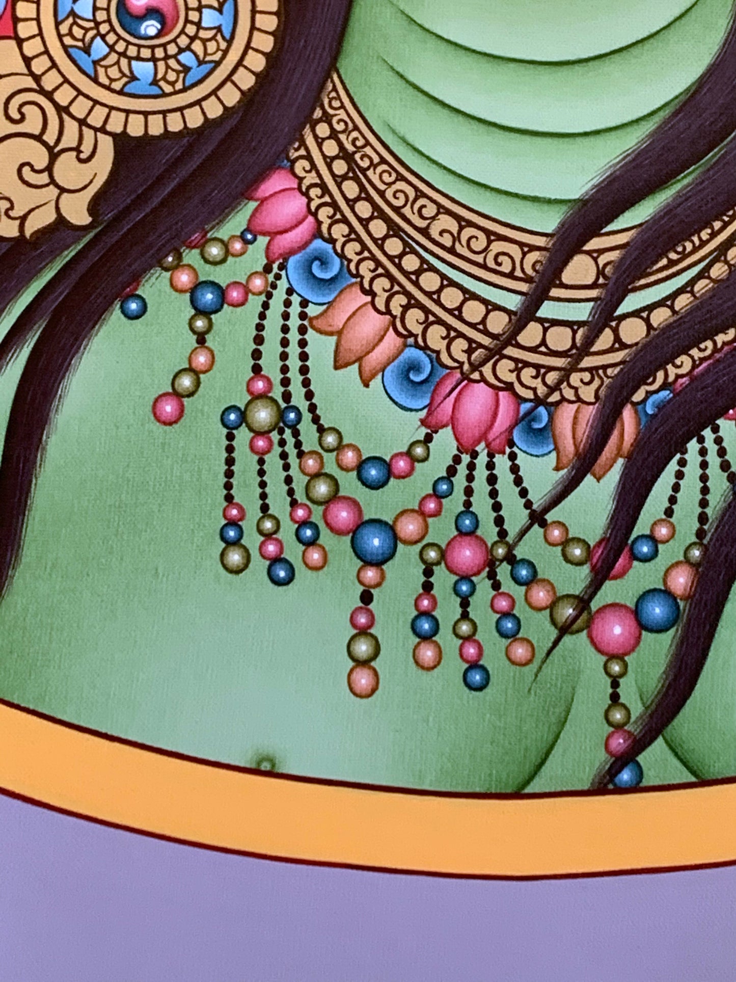 Green Tara Portrait Unbrocaded Thangka