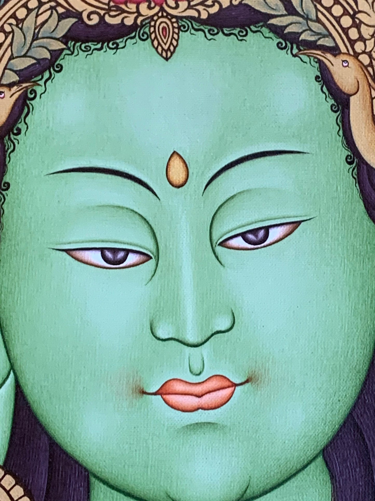 Green Tara Portrait Unbrocaded Thangka