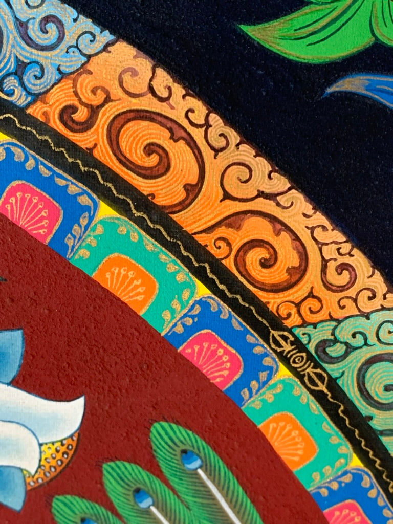 Chenrezig Bird Mandala Unbrocaded Thangka