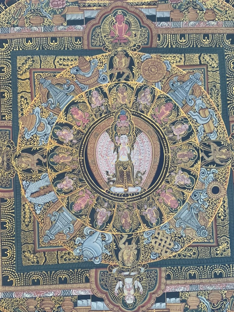 Avalokiteshvara Mandala Unbrocaded Thangka