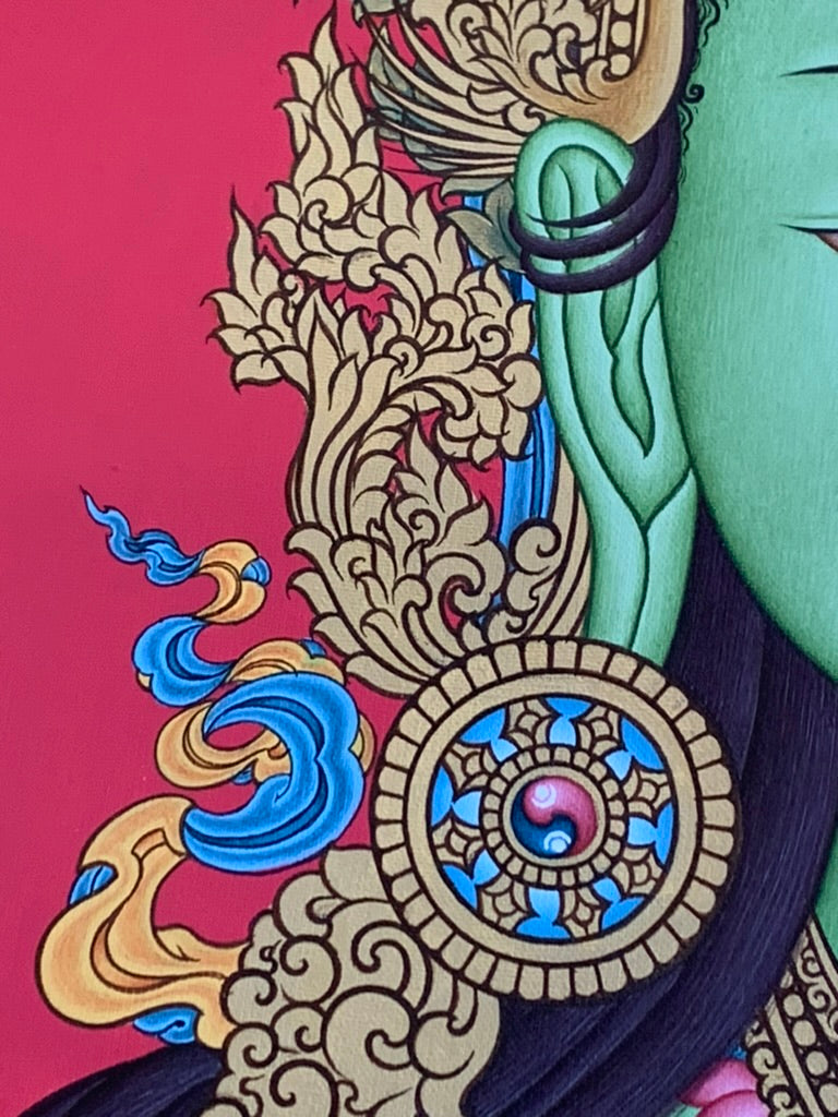 Green Tara Portrait Unbrocaded Thangka