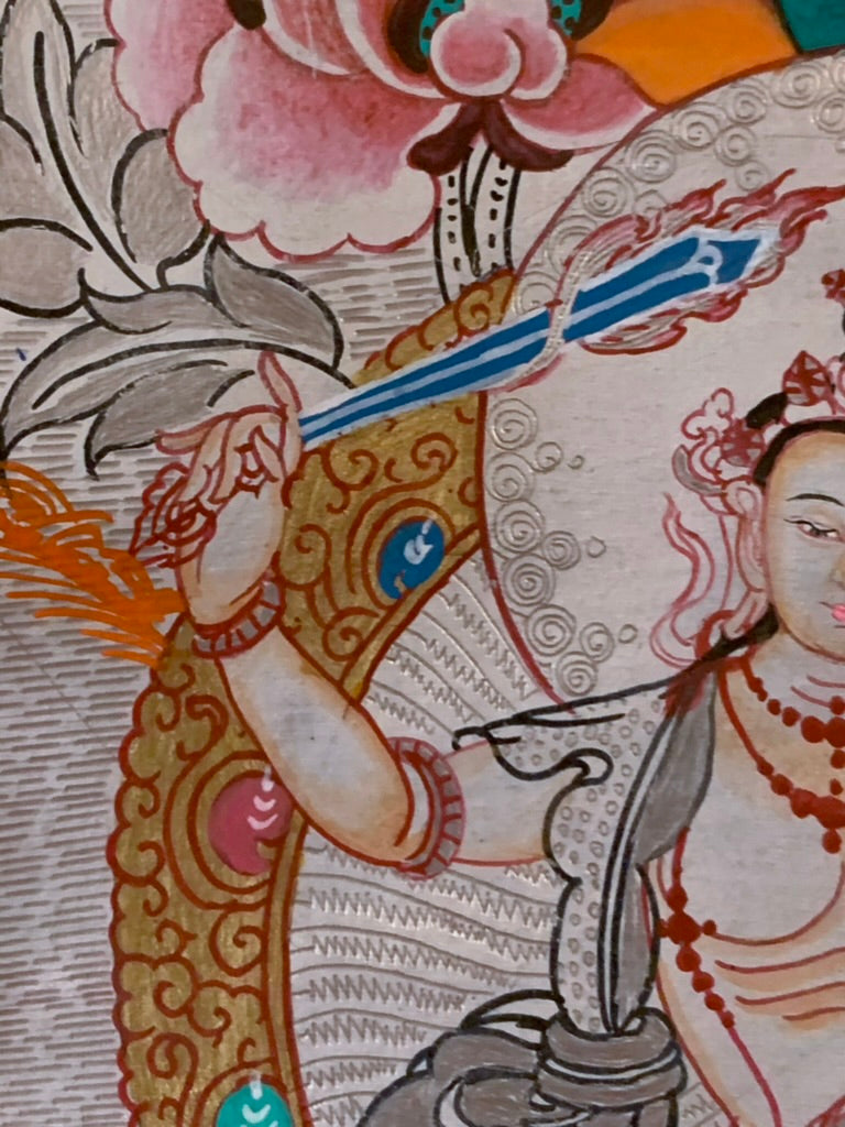 Silver Chenrezig Thangka