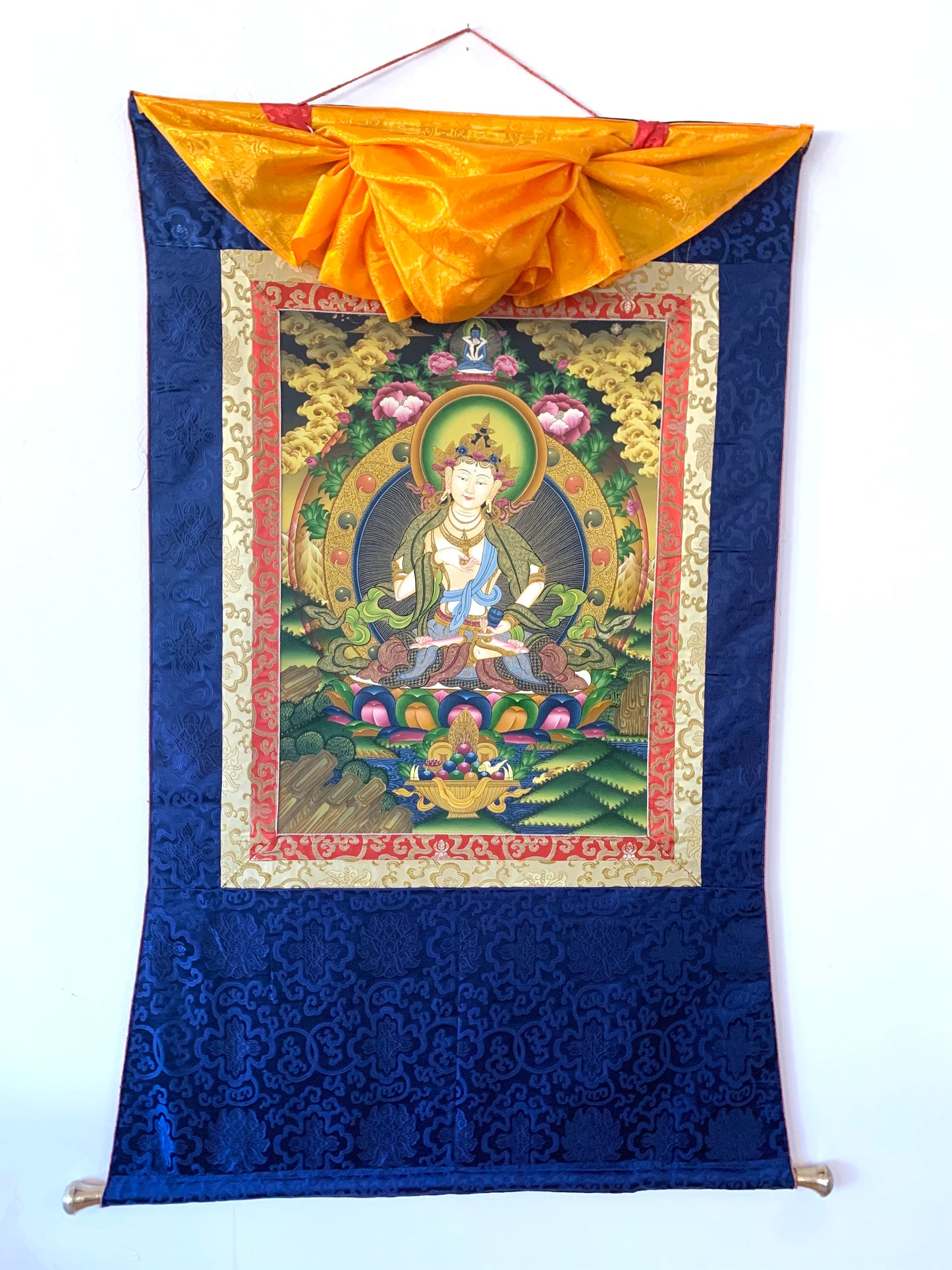 Vajrasattva Dark Blue Brocade Thangka