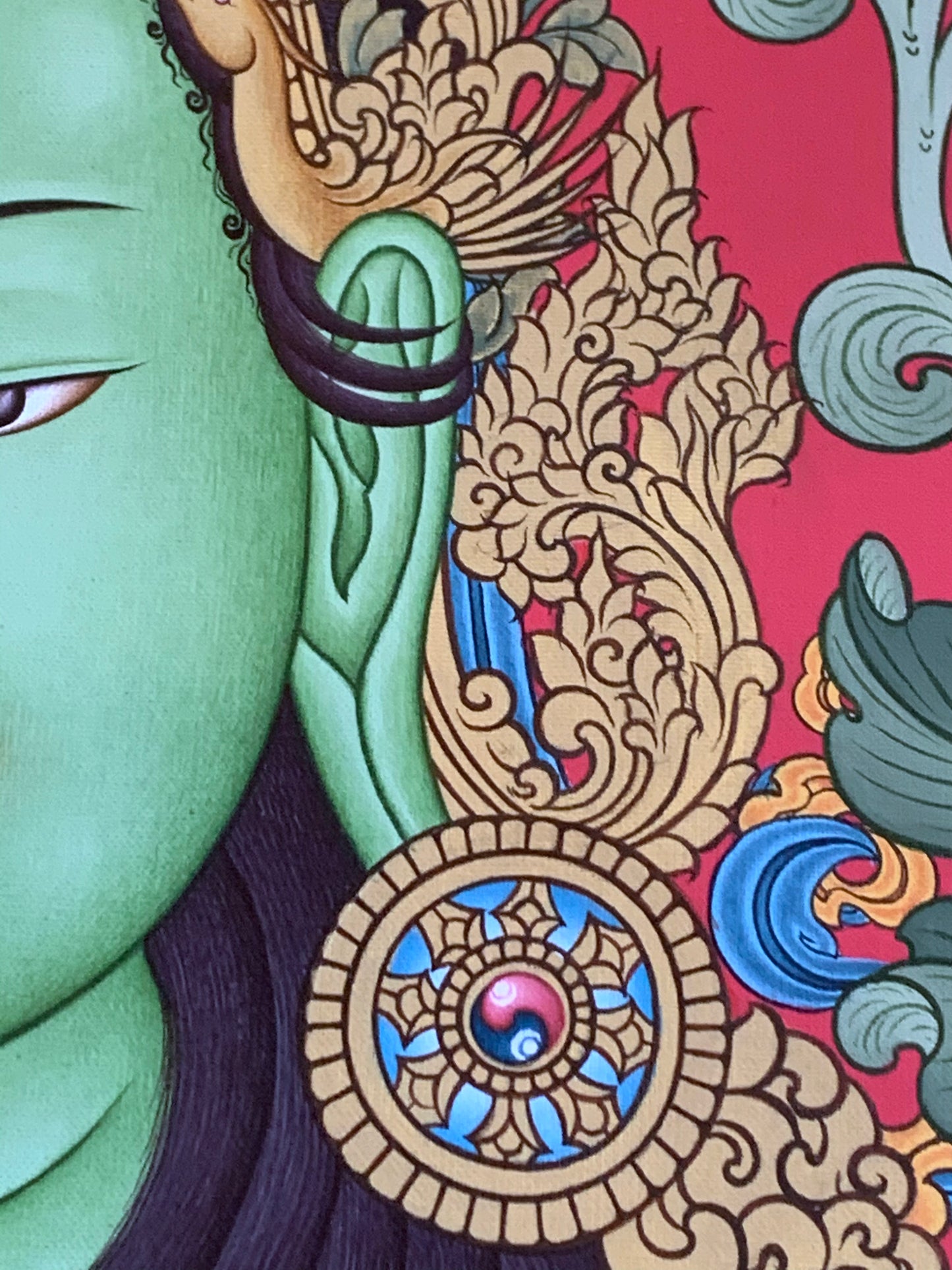 Green Tara Portrait Unbrocaded Thangka