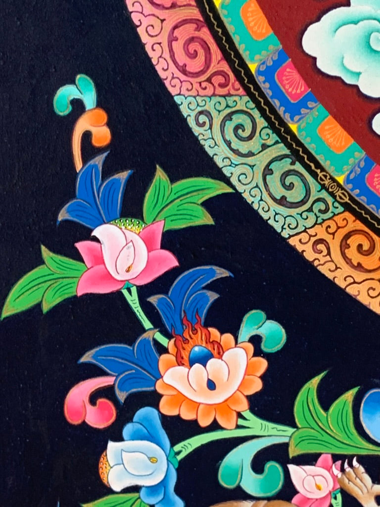 Chenrezig Bird Mandala Unbrocaded Thangka