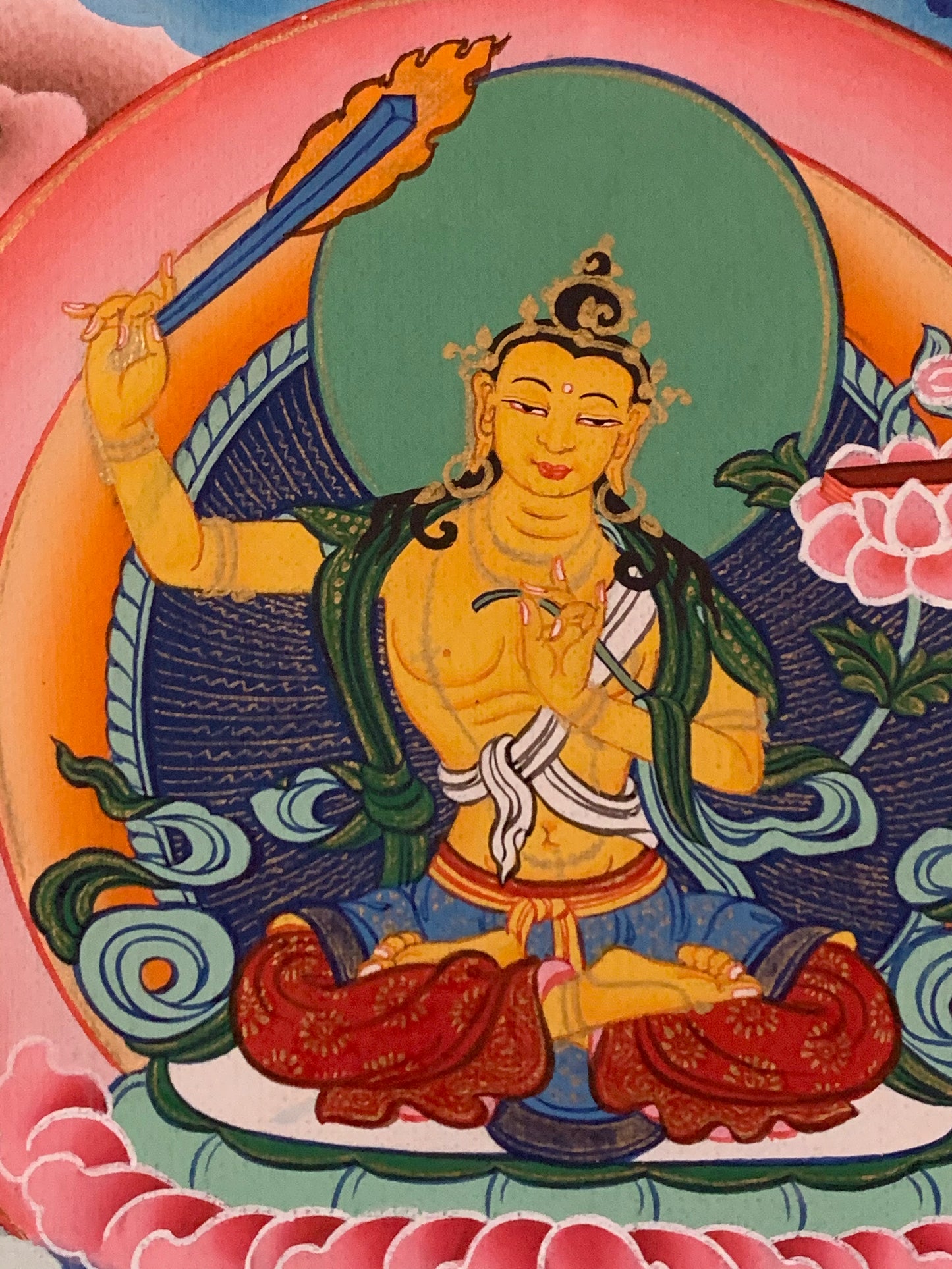 Rainbow Body Guru Rinpoche Dragon Brocade Thangka