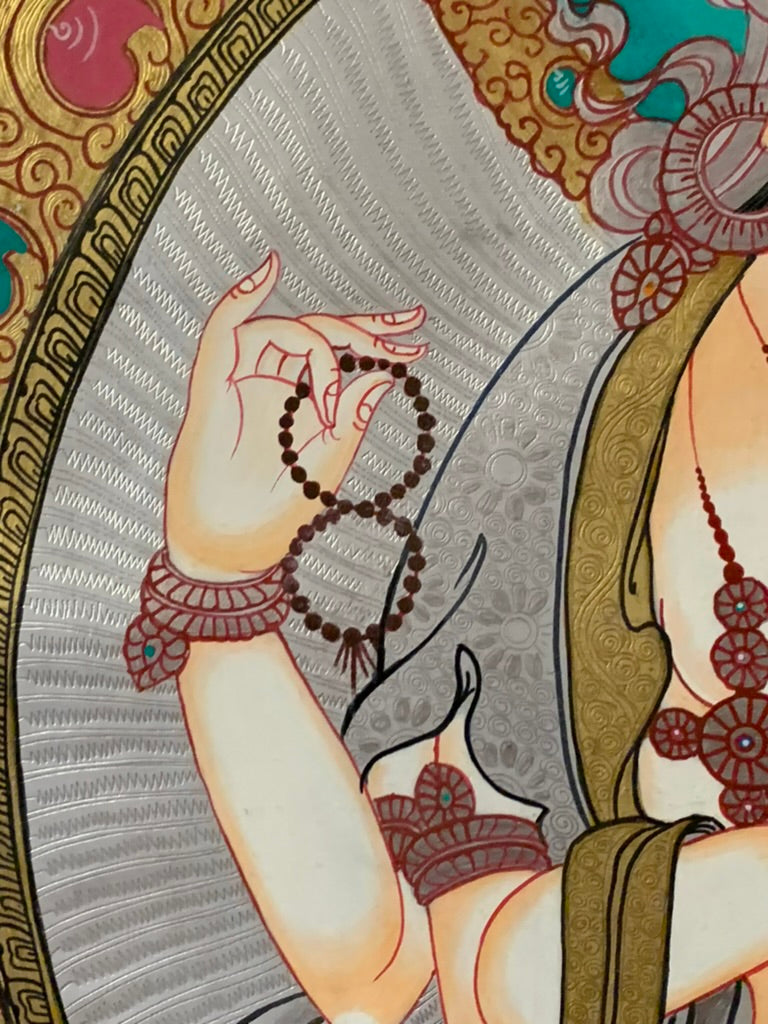 Silver Chenrezig Thangka