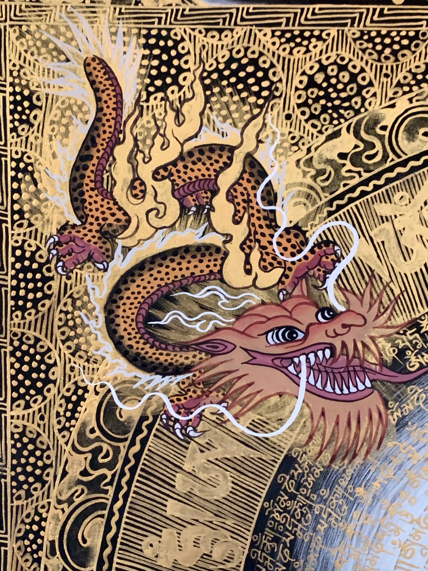 Mantra Mandala Conch Light Brocade Thangka
