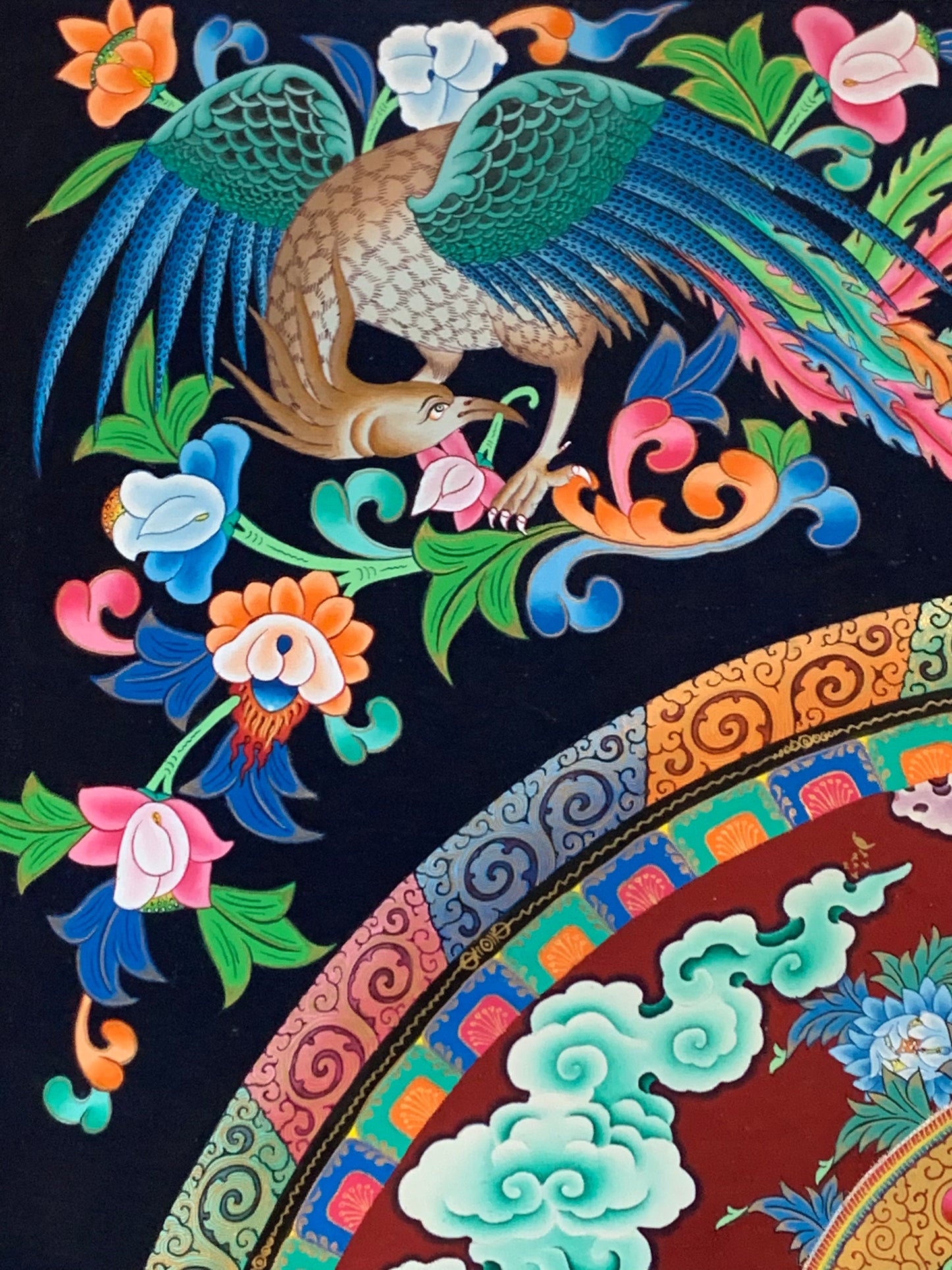 Chenrezig Bird Mandala Unbrocaded Thangka