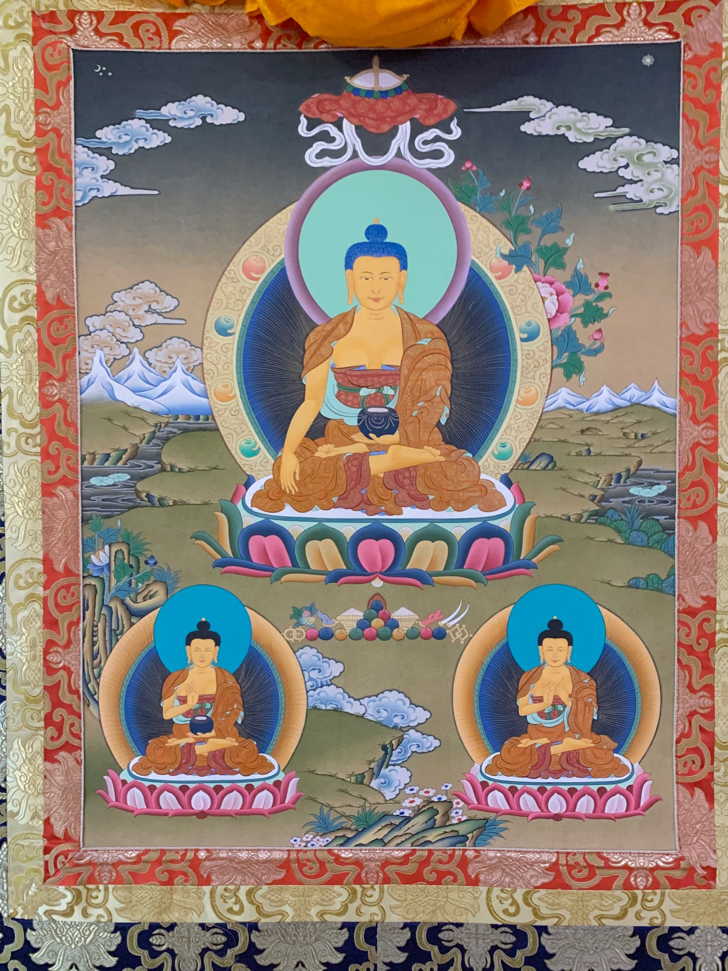 Shakyamuni Three Buddha Thangka