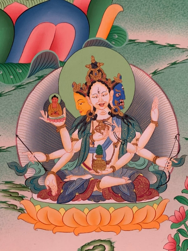 White Tara Five Dhyani Buddhas Long Life Thangka