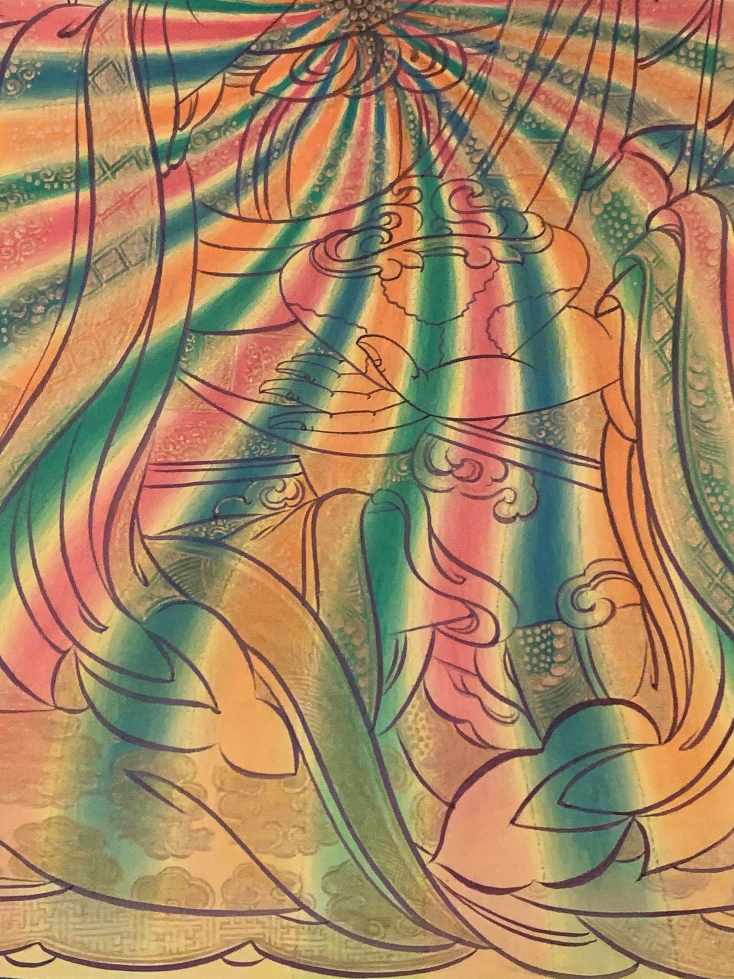 Rainbow Body Guru Rinpoche Dragon Brocade Thangka