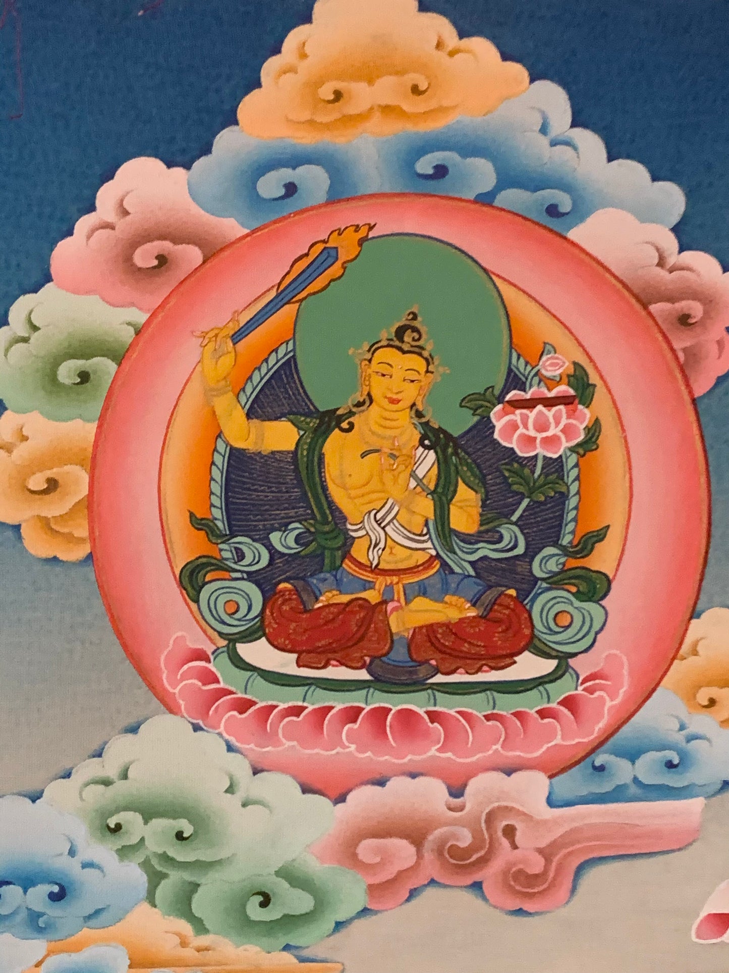 Rainbow Body Guru Rinpoche Dragon Brocade Thangka