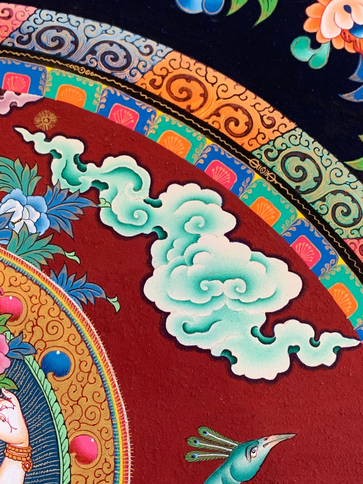 Chenrezig Bird Mandala Unbrocaded Thangka