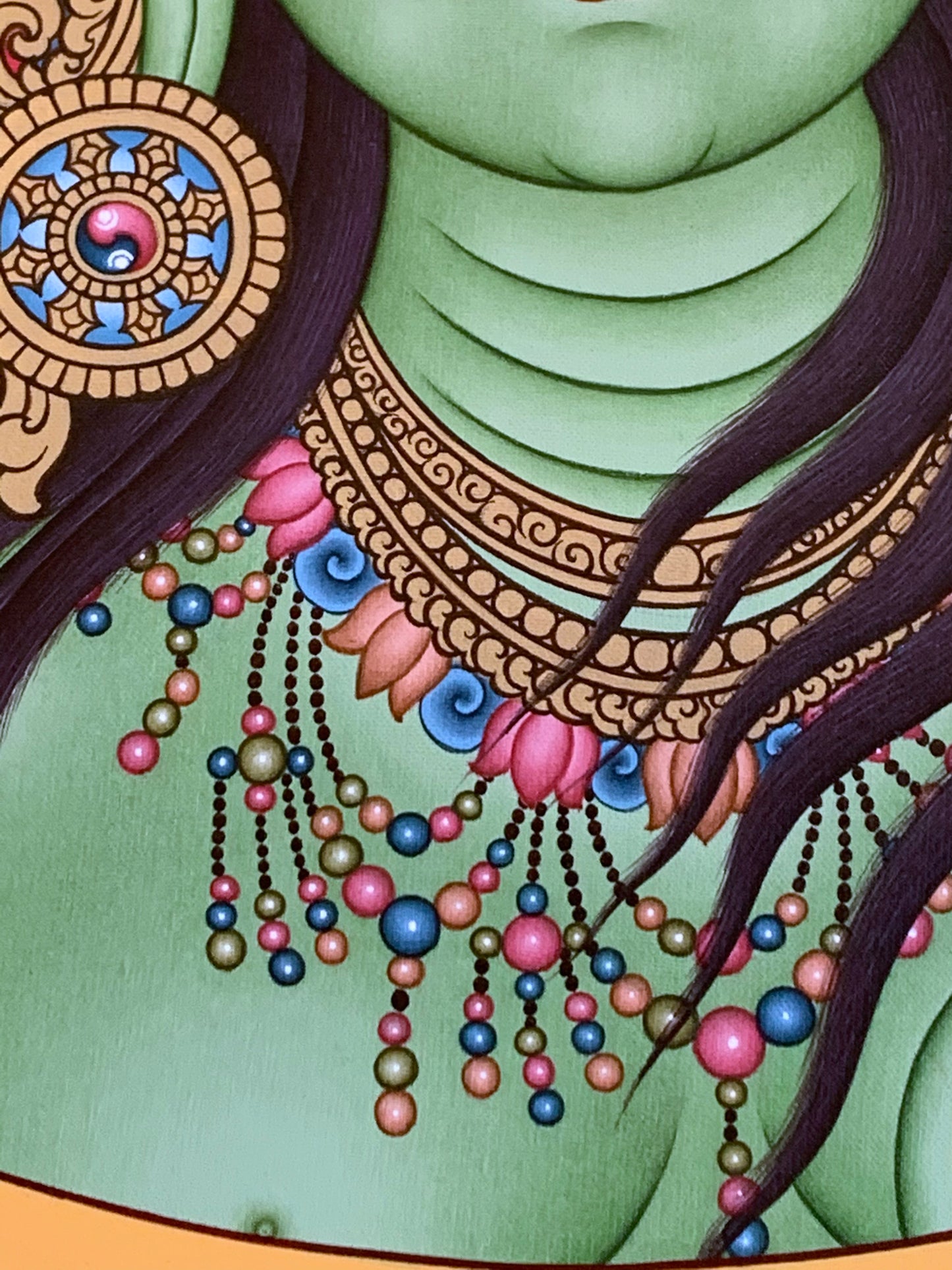 Green Tara Portrait Unbrocaded Thangka