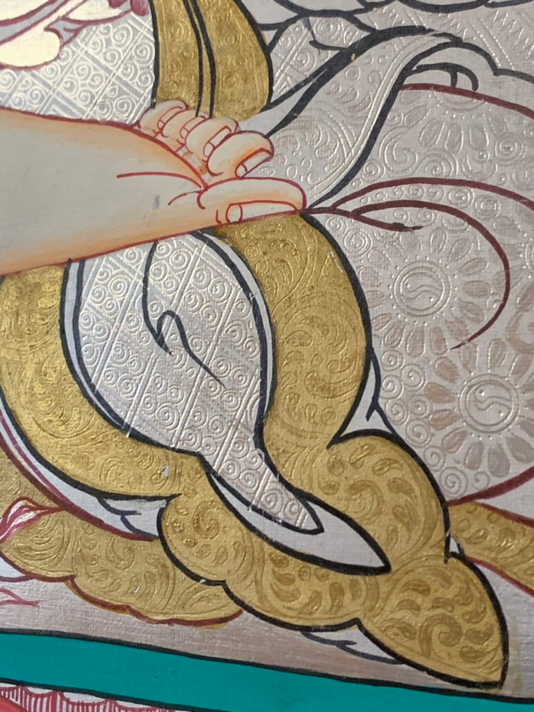 Silver Chenrezig Thangka