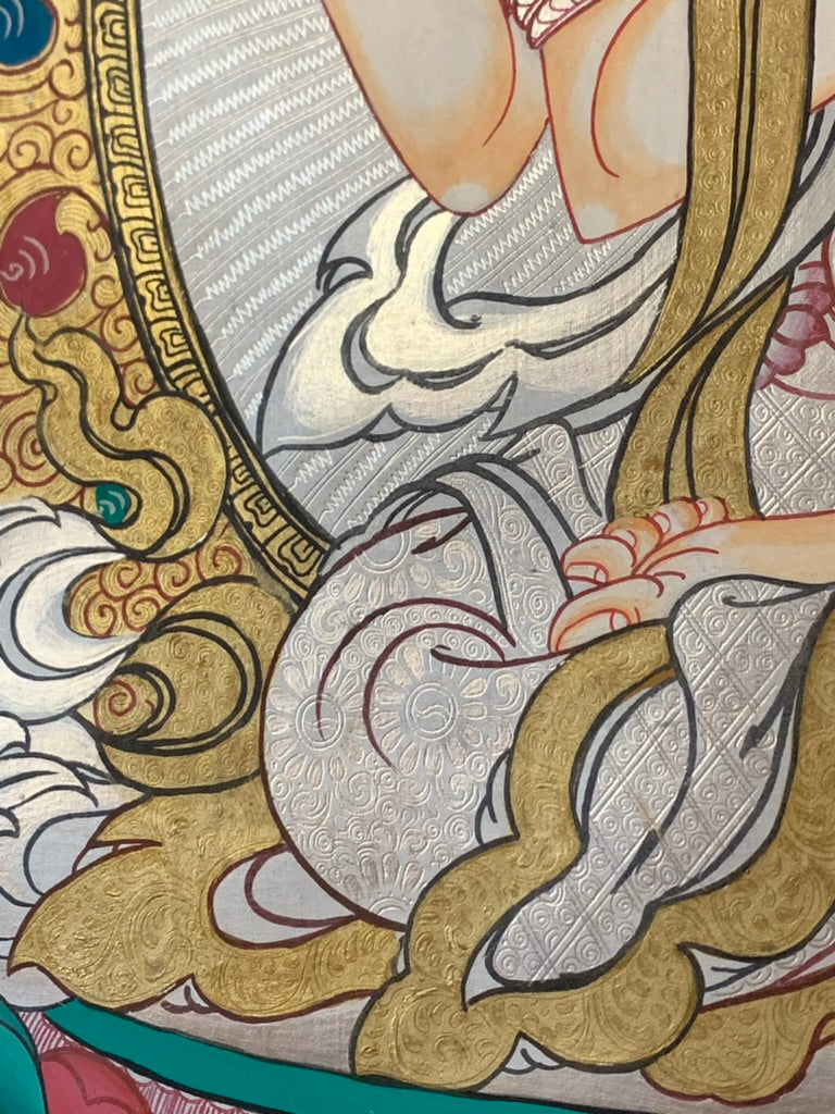 Silver Chenrezig Thangka
