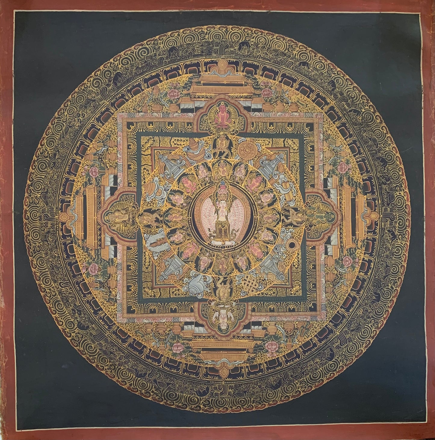 Avalokiteshvara Mandala Unbrocaded Thangka