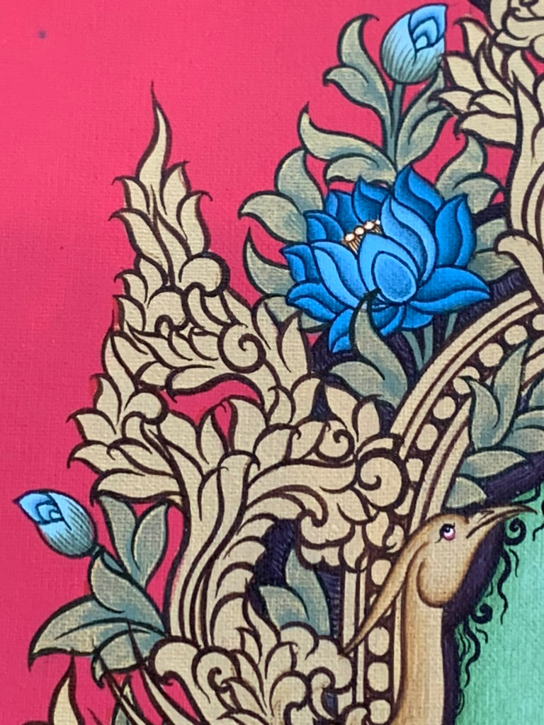 Green Tara Portrait Unbrocaded Thangka