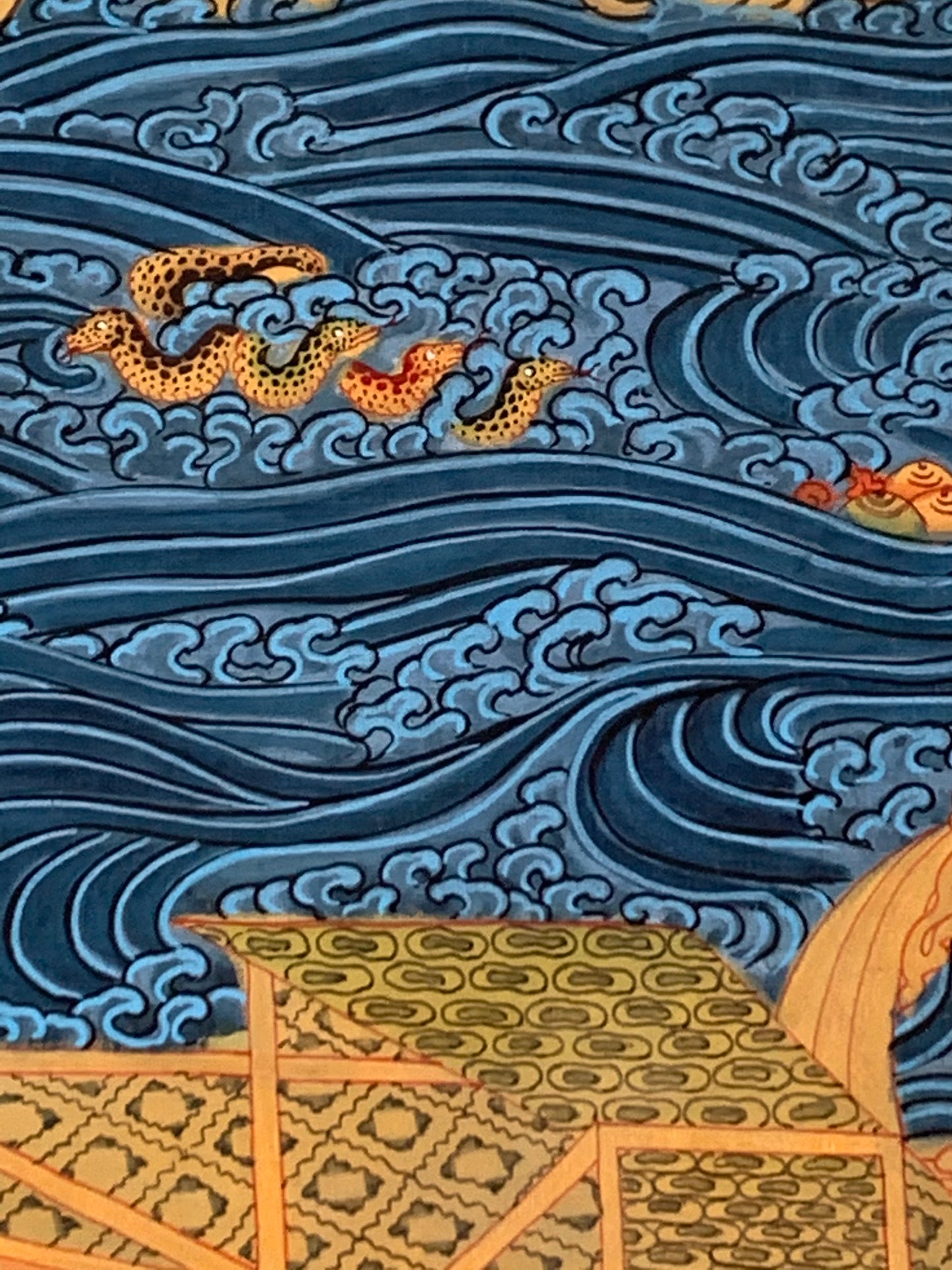 Paani Buddha Water Crossing Unbrocaded Thangka