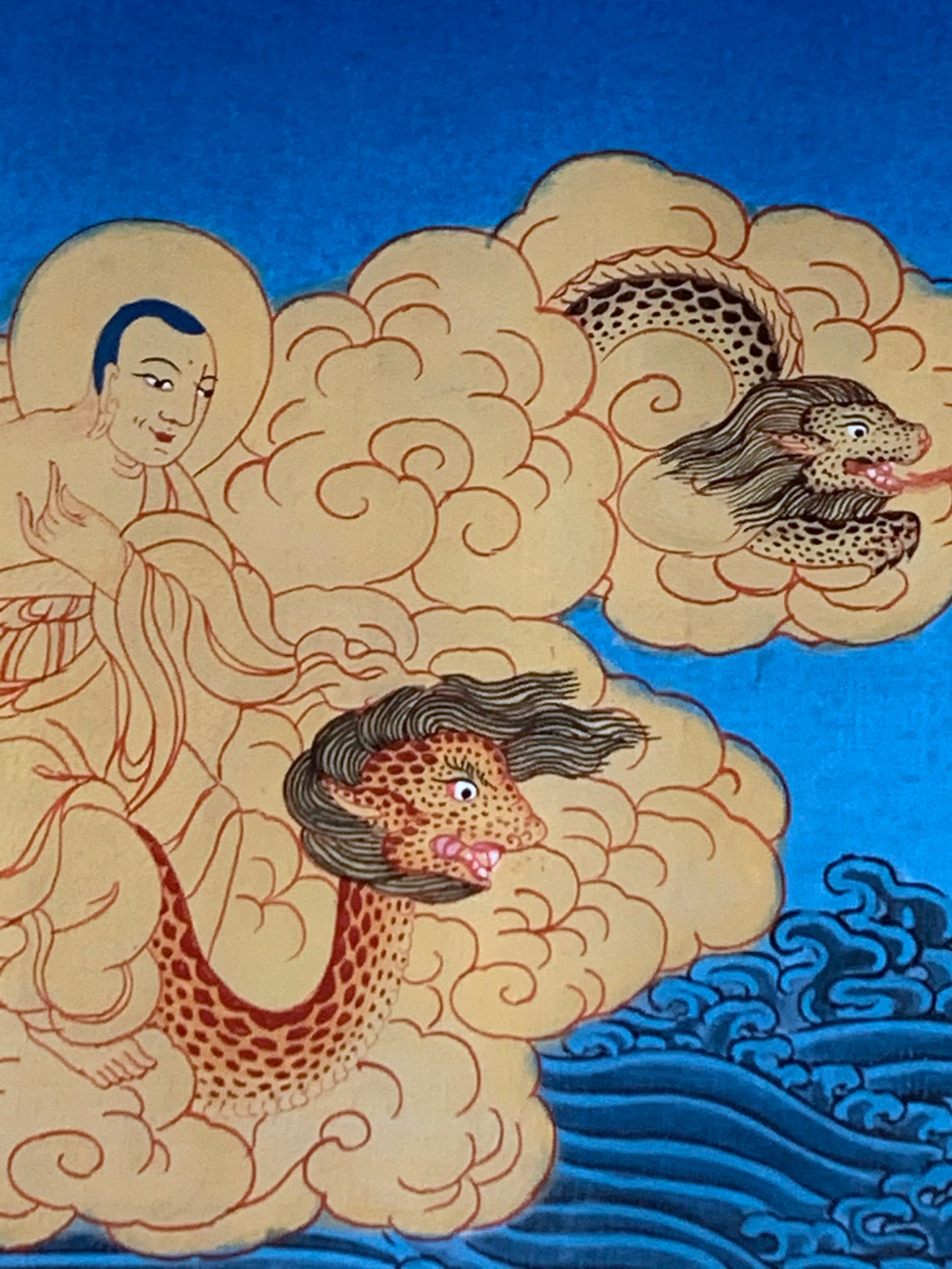 Paani Buddha Water Crossing Unbrocaded Thangka