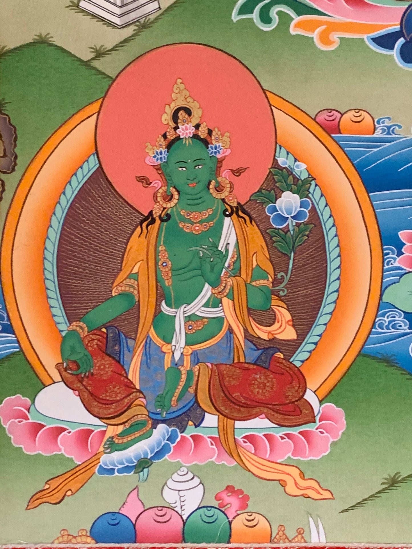Rainbow Body Guru Rinpoche Dragon Brocade Thangka