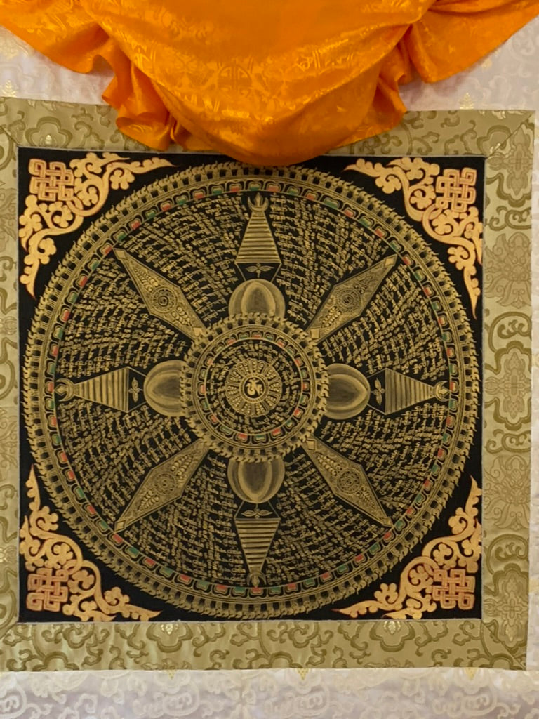 Mantra Stupa Mandala Light Brocade Thangka